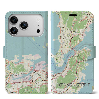 【関門海峡（山口県）】地図柄iPhoneケース（手帳タイプ）