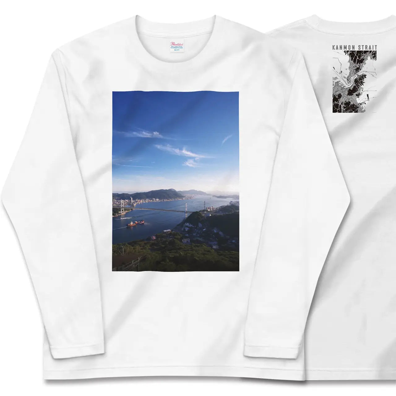 【関門海峡（山口県）】Map World ロングスリーブTシャツ