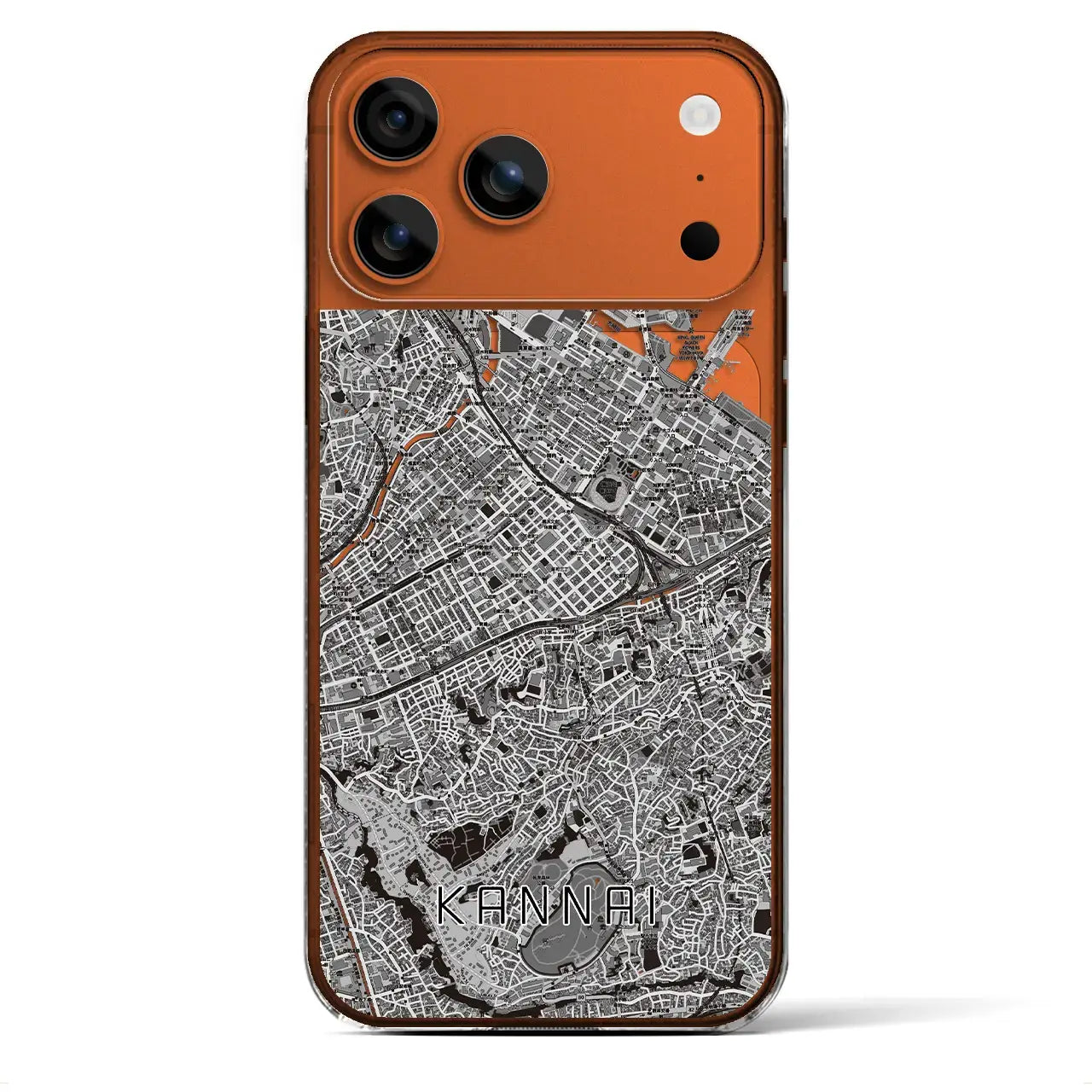 【関内（神奈川県）】地図柄iPhoneケース（クリアタイプ）モノトーン・iPhone 17 Pro Max 用
