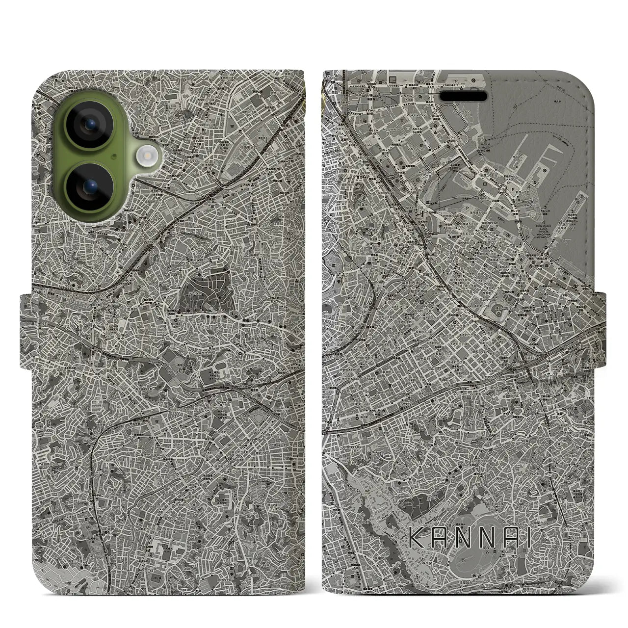 【関内（神奈川県）】地図柄iPhoneケース（手帳タイプ）