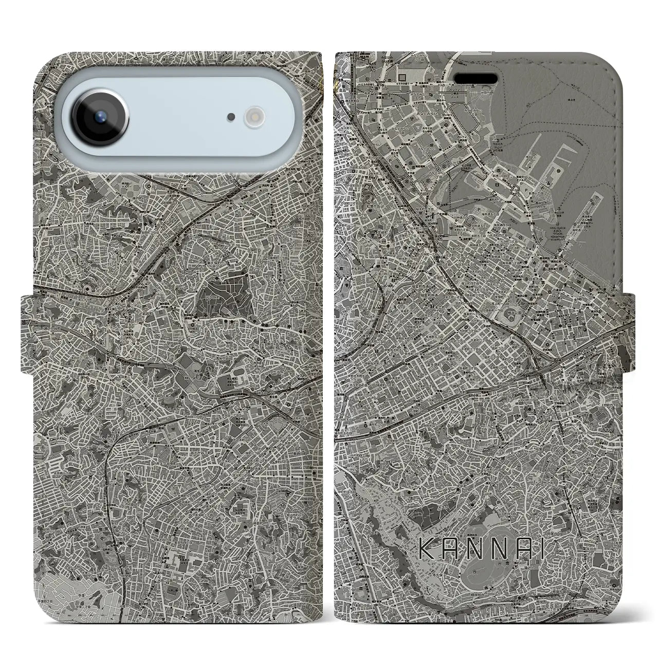 【関内（神奈川県）】地図柄iPhoneケース（手帳タイプ）