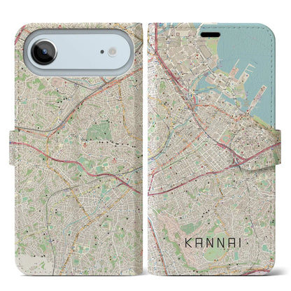 【関内（神奈川県）】地図柄iPhoneケース（手帳タイプ）