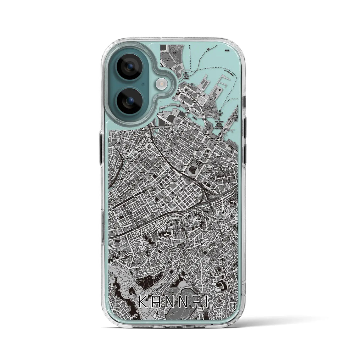 【関内(神奈川県)】地図柄iPhoneケース(MagSafeタイプ)モノトーン・iPhone 16 Pro 用