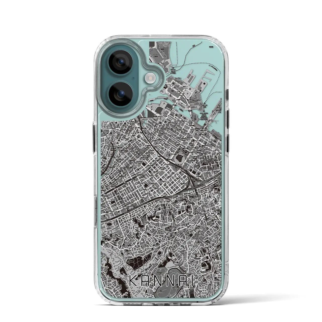 【関内（神奈川県）】地図柄iPhoneケース（MagSafeタイプ）モノトーン・iPhone 16 Pro 用