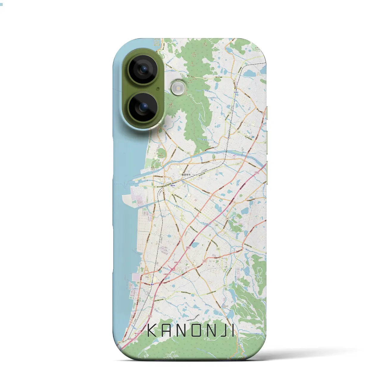 【観音寺（香川県）】地図柄iPhoneケース（バックカバータイプ）