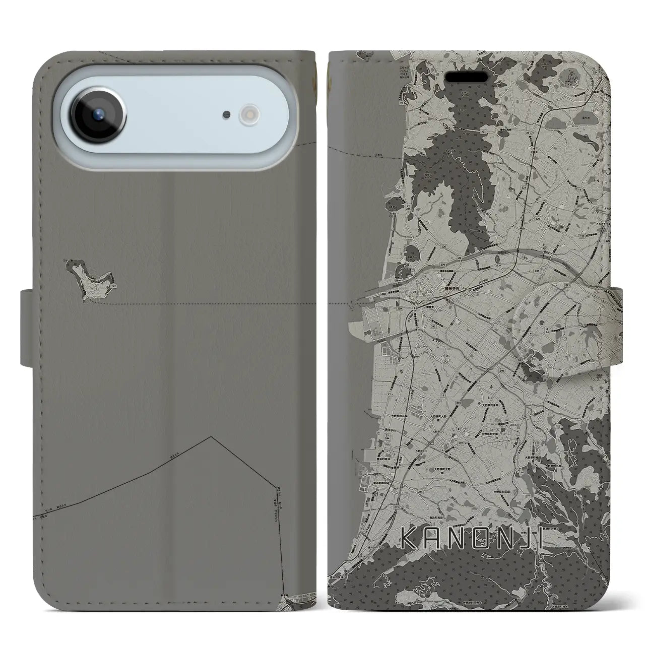 【観音寺（香川県）】地図柄iPhoneケース（手帳タイプ）