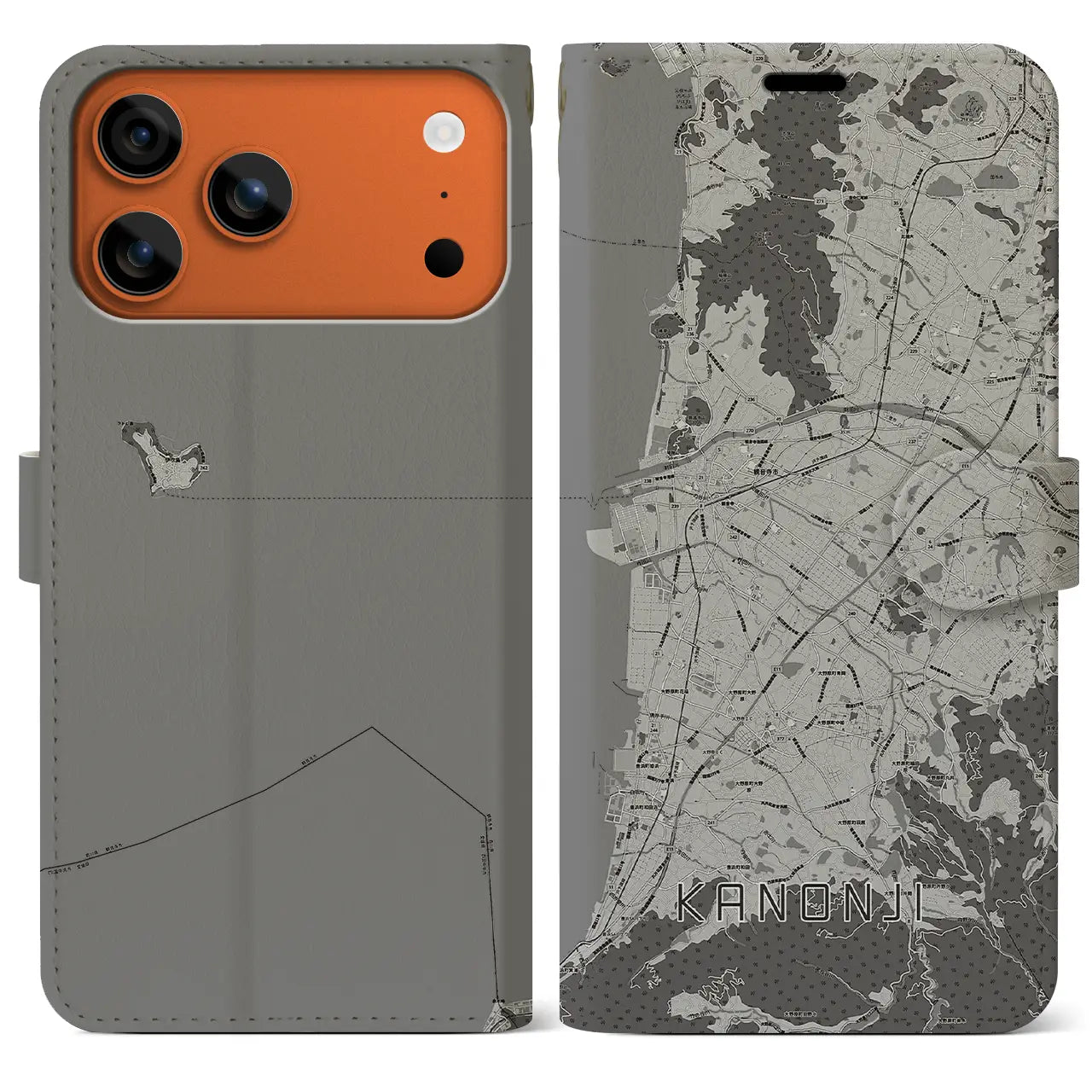 【観音寺（香川県）】地図柄iPhoneケース（手帳タイプ）