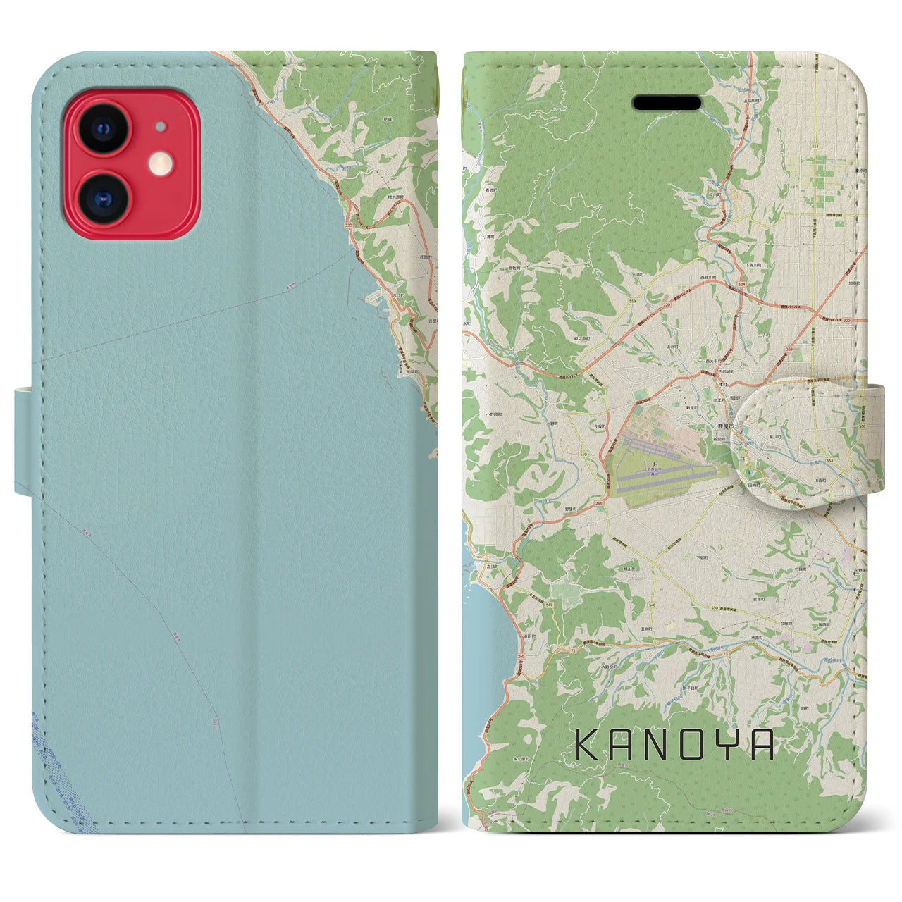 【鹿屋（鹿児島県）】地図柄iPhoneケース（手帳タイプ）ナチュラル・iPhone 11 用