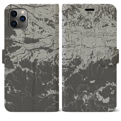 【甘楽（群馬県）】地図柄iPhoneケース（手帳タイプ）モノトーン・iPhone 11 Pro Max 用