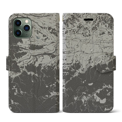 【甘楽（群馬県）】地図柄iPhoneケース（手帳タイプ）モノトーン・iPhone 11 Pro 用