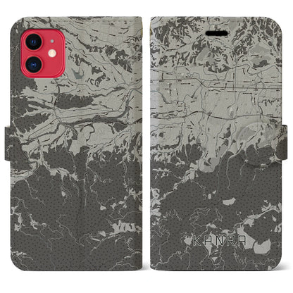 【甘楽（群馬県）】地図柄iPhoneケース（手帳タイプ）モノトーン・iPhone 11 用