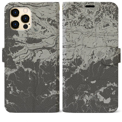 【甘楽（群馬県）】地図柄iPhoneケース（手帳タイプ）モノトーン・iPhone 12 Pro Max 用
