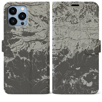 【甘楽（群馬県）】地図柄iPhoneケース（手帳タイプ）モノトーン・iPhone 13 Pro Max 用