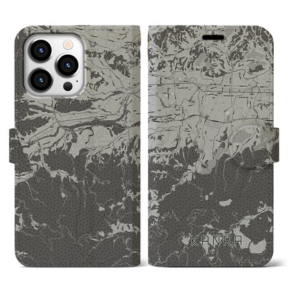 【甘楽（群馬県）】地図柄iPhoneケース（手帳タイプ）モノトーン・iPhone 13 Pro 用