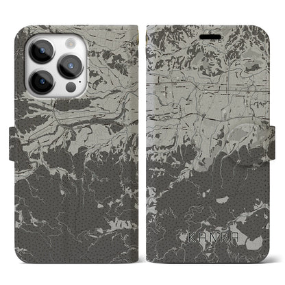 【甘楽（群馬県）】地図柄iPhoneケース（手帳タイプ）モノトーン・iPhone 14 Pro 用