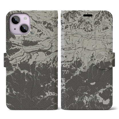 【甘楽（群馬県）】地図柄iPhoneケース（手帳タイプ）モノトーン・iPhone 14 用