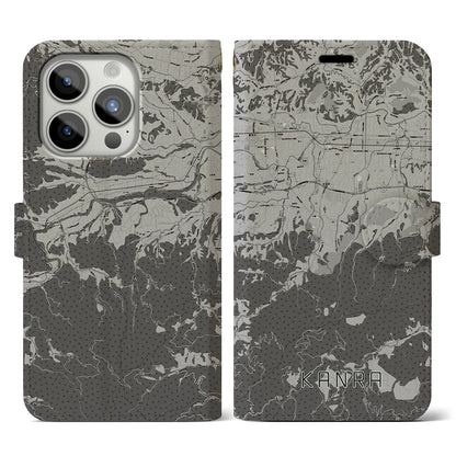 【甘楽（群馬県）】地図柄iPhoneケース（手帳タイプ）モノトーン・iPhone 15 Pro 用