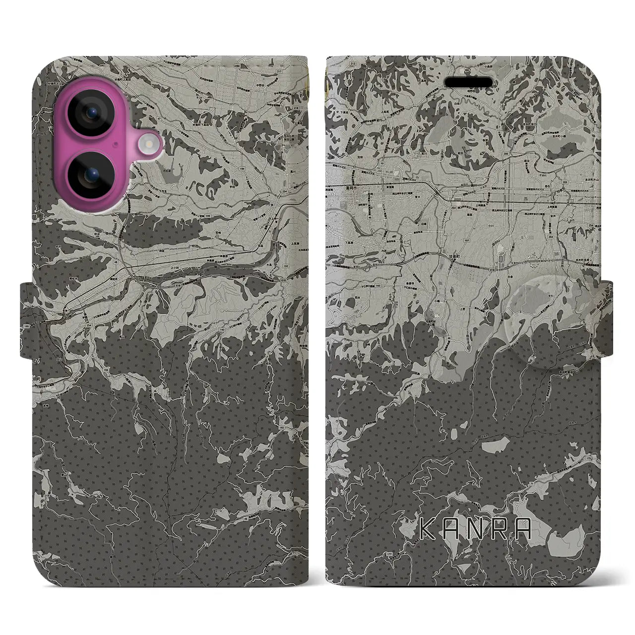 【甘楽（群馬県）】地図柄iPhoneケース（手帳タイプ）