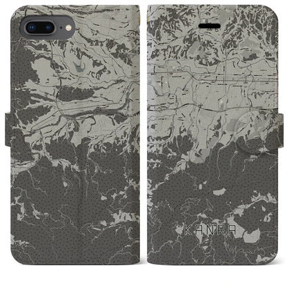 【甘楽（群馬県）】地図柄iPhoneケース（手帳タイプ）モノトーン・iPhone 8Plus /7Plus / 6sPlus / 6Plus 用