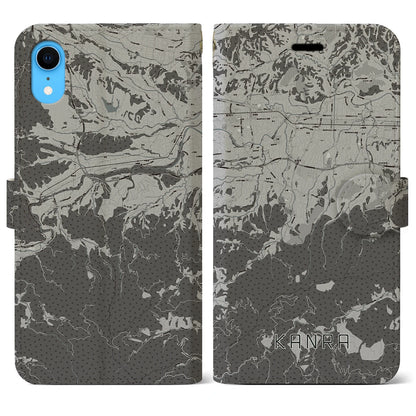 【甘楽（群馬県）】地図柄iPhoneケース（手帳タイプ）モノトーン・iPhone XR 用