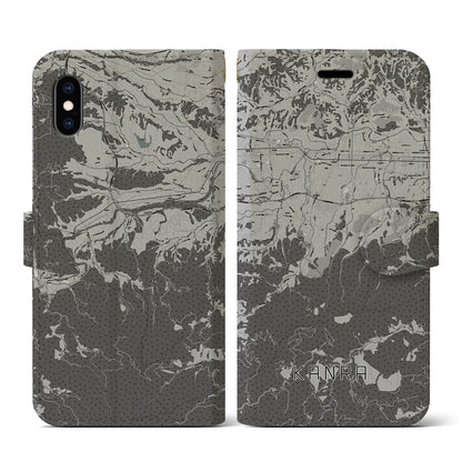 【甘楽（群馬県）】地図柄iPhoneケース（手帳タイプ）モノトーン・iPhone XS / X 用