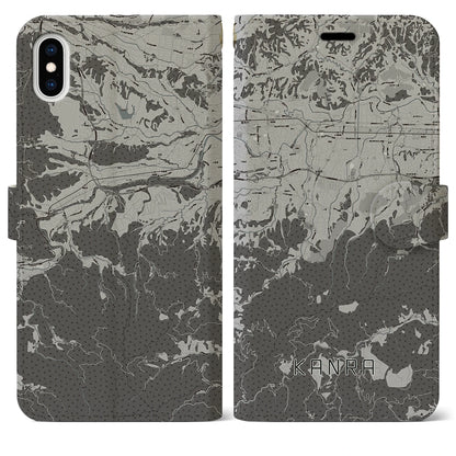 【甘楽（群馬県）】地図柄iPhoneケース（手帳タイプ）モノトーン・iPhone XS Max 用