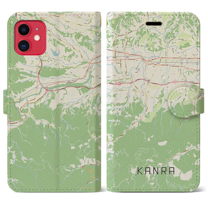 【甘楽（群馬県）】地図柄iPhoneケース（手帳タイプ）ナチュラル・iPhone 11 用