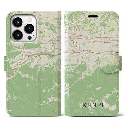 【甘楽（群馬県）】地図柄iPhoneケース（手帳タイプ）ナチュラル・iPhone 13 Pro 用