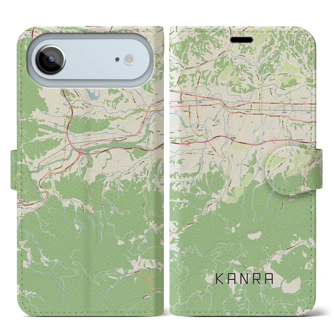 【甘楽（群馬県）】地図柄iPhoneケース（手帳タイプ）