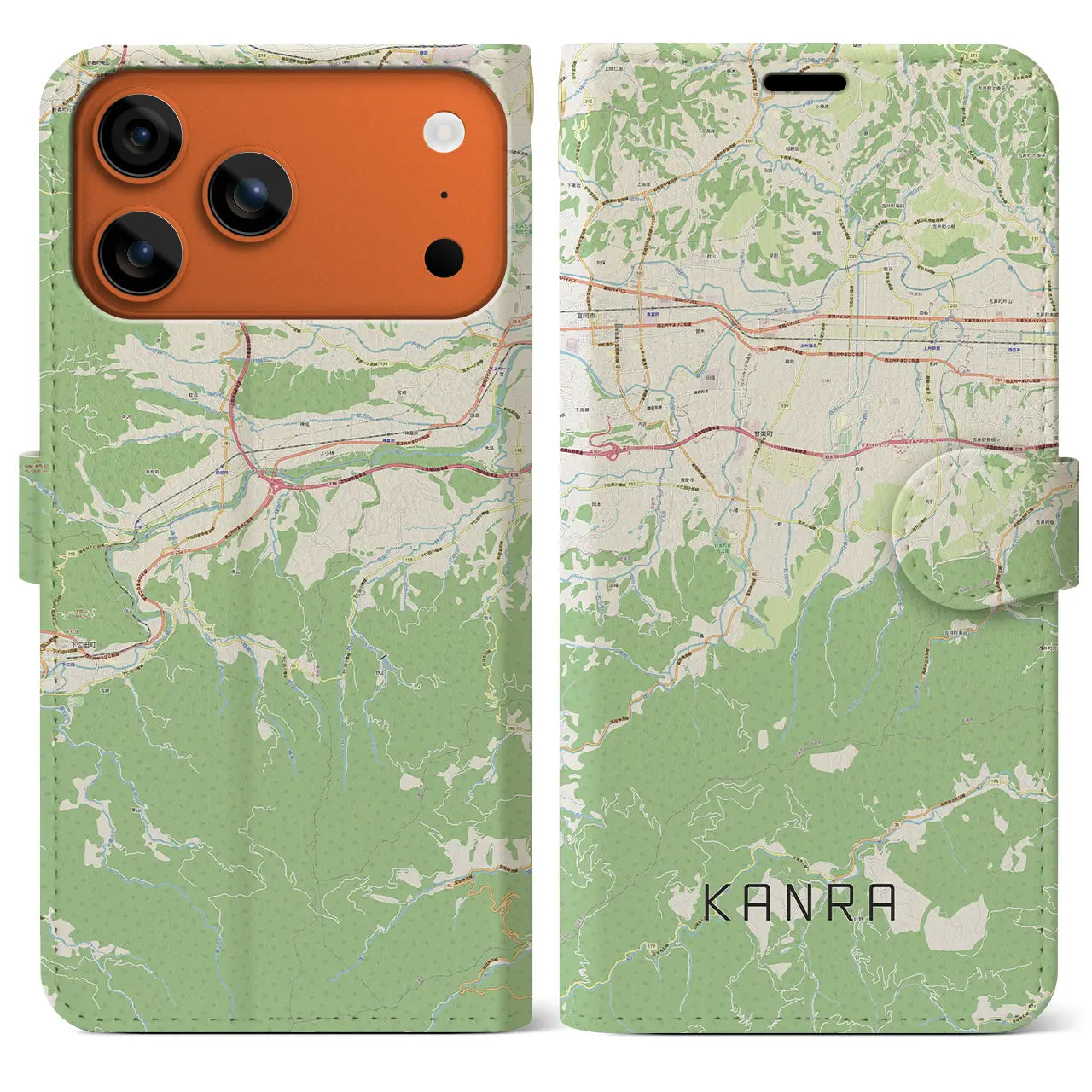 【甘楽（群馬県）】地図柄iPhoneケース（手帳タイプ）