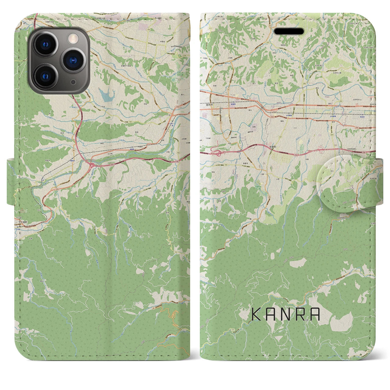 【甘楽（群馬県）】地図柄iPhoneケース（手帳タイプ）