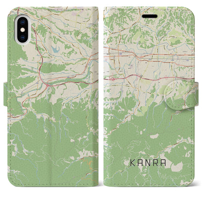 【甘楽（群馬県）】地図柄iPhoneケース（手帳タイプ）ナチュラル・iPhone XS Max 用