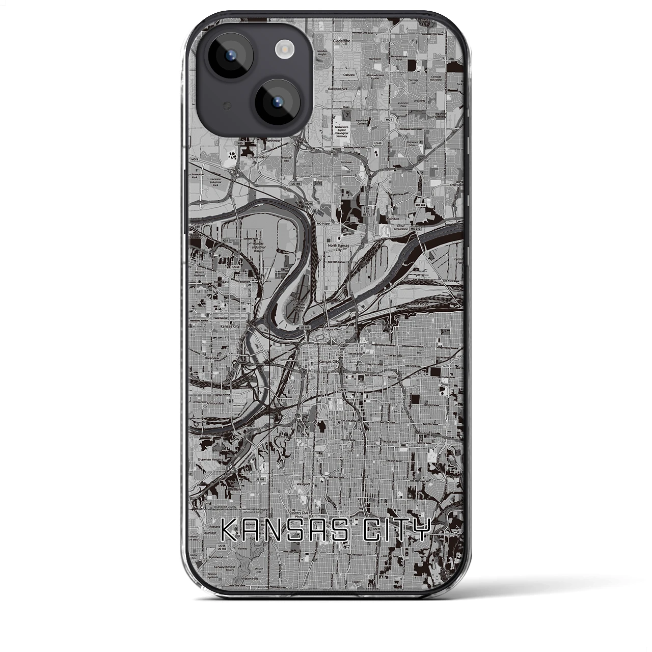 【カンザスシティ（アメリカ）】地図柄iPhoneケース（クリアタイプ）