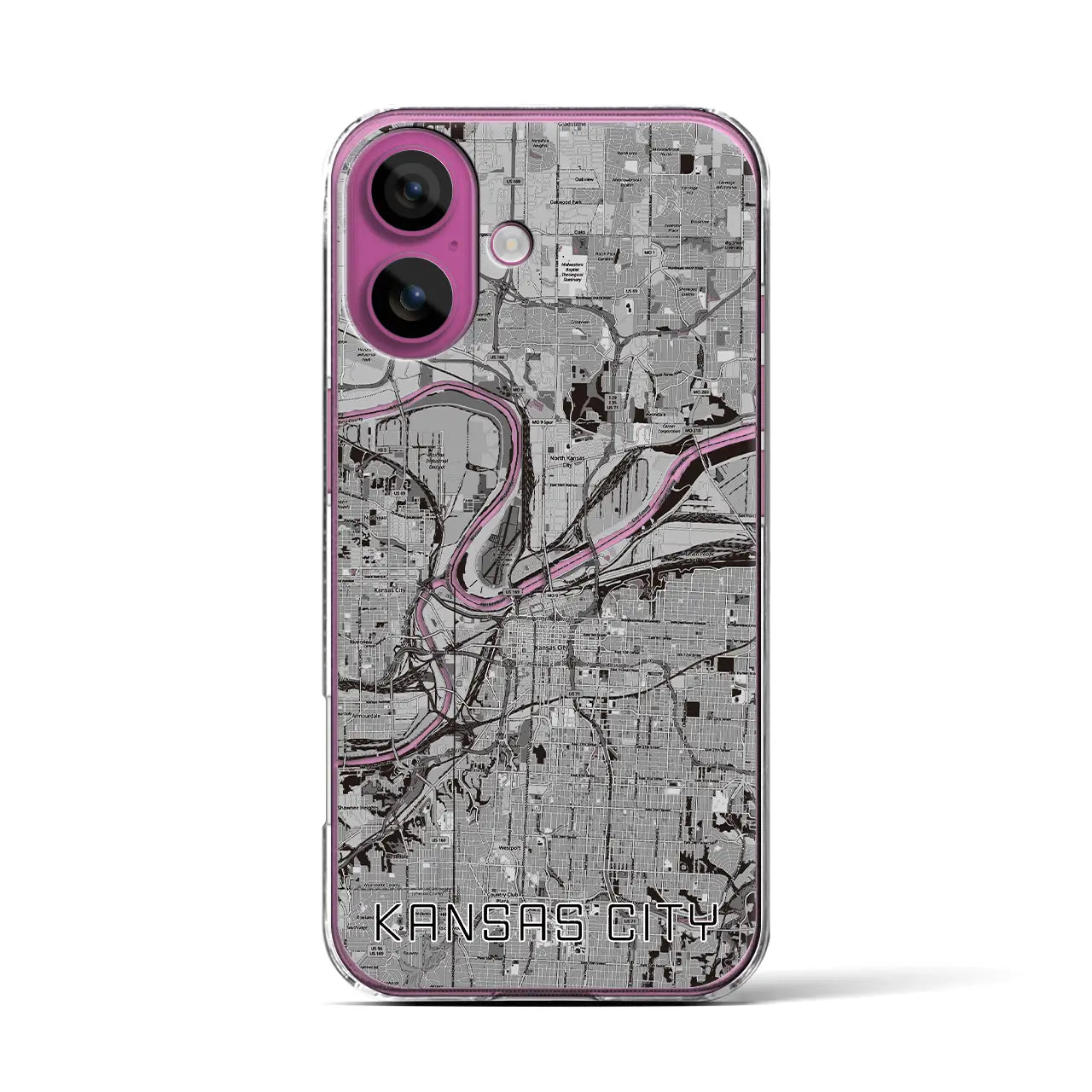 【カンザスシティ（アメリカ）】地図柄iPhoneケース（クリアタイプ）