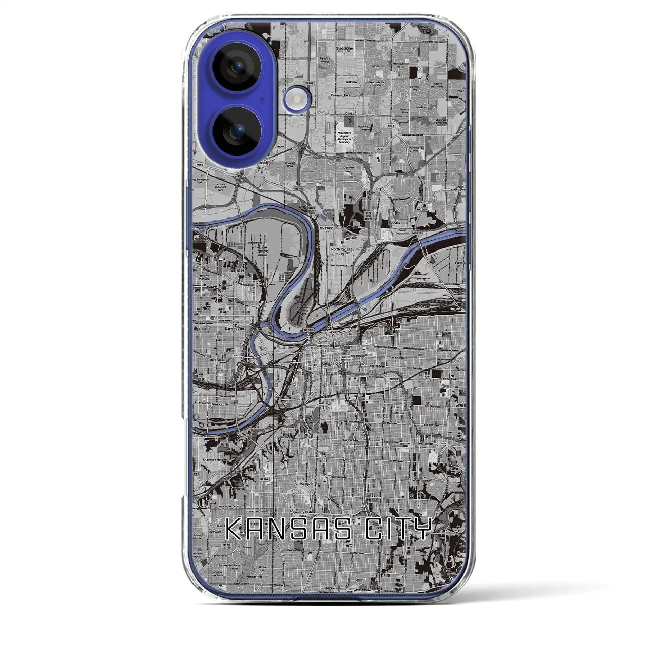 【カンザスシティ（アメリカ）】地図柄iPhoneケース（クリアタイプ）