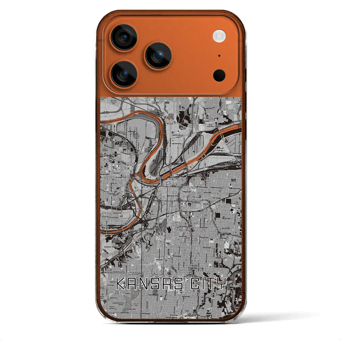 【カンザスシティ（アメリカ）】地図柄iPhoneケース（クリアタイプ）