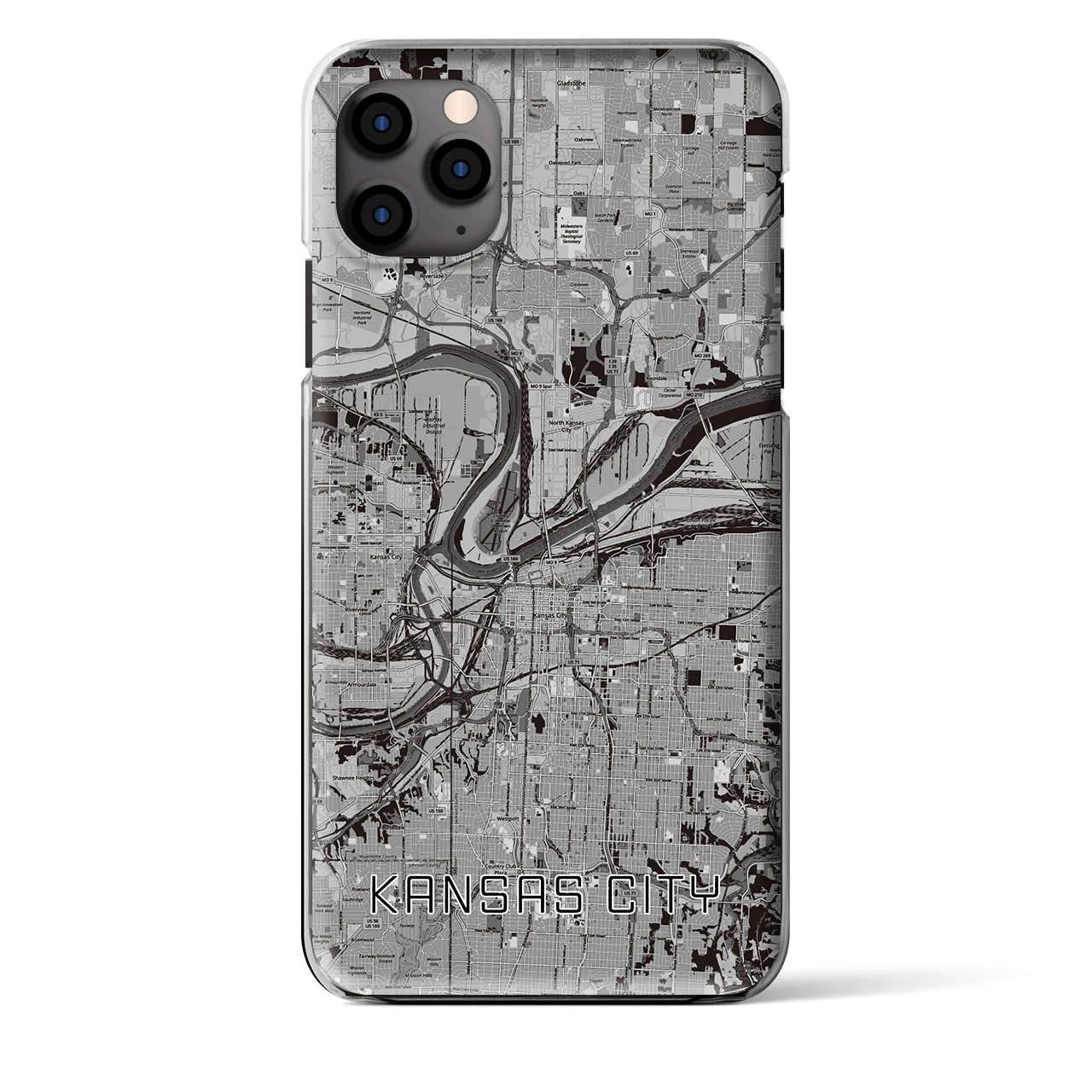 【カンザスシティ（アメリカ）】地図柄iPhoneケース（クリアタイプ）