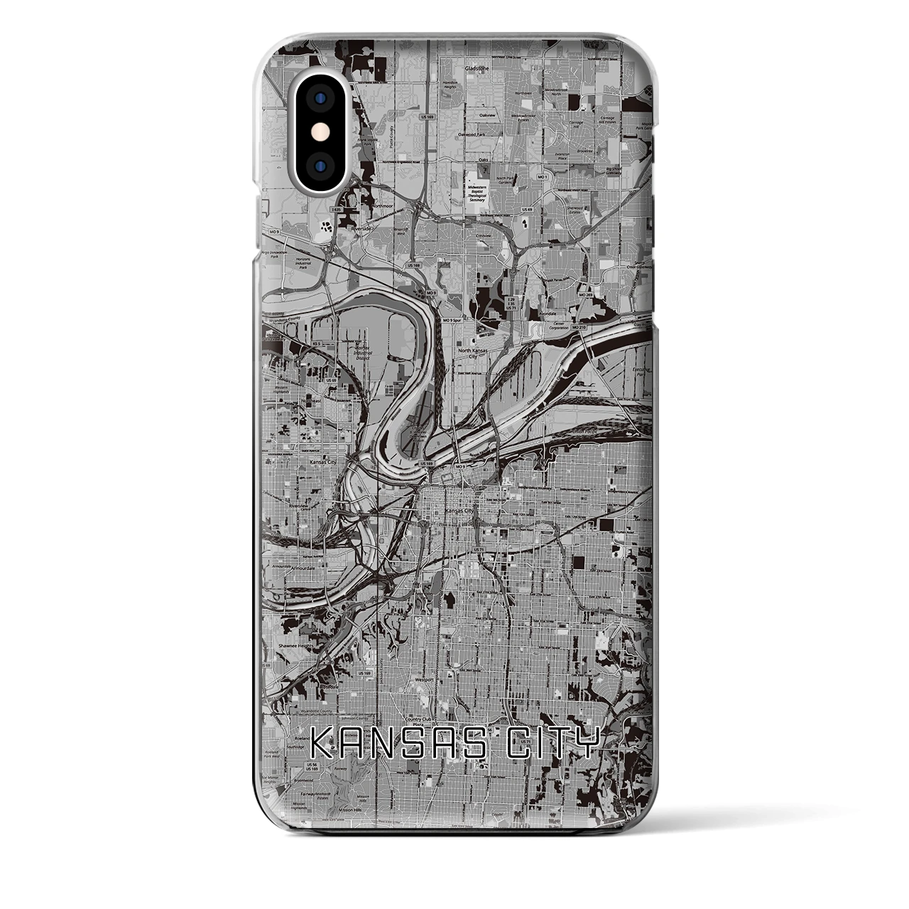 【カンザスシティ（アメリカ）】地図柄iPhoneケース（クリアタイプ）