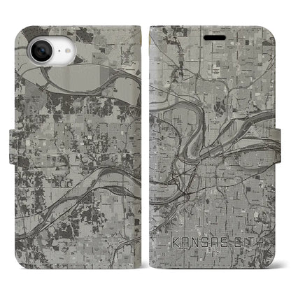 【カンザスシティ（アメリカ）】地図柄iPhoneケース（手帳タイプ）
