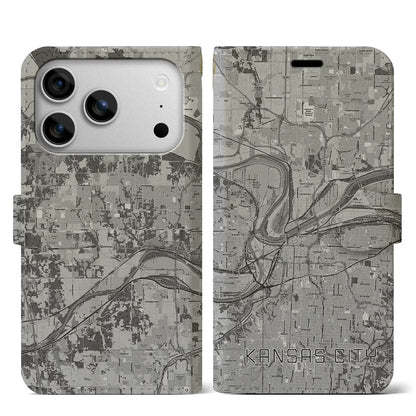 【カンザスシティ（アメリカ）】地図柄iPhoneケース（手帳タイプ）