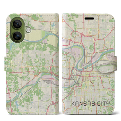 【カンザスシティ（アメリカ）】地図柄iPhoneケース（手帳タイプ）