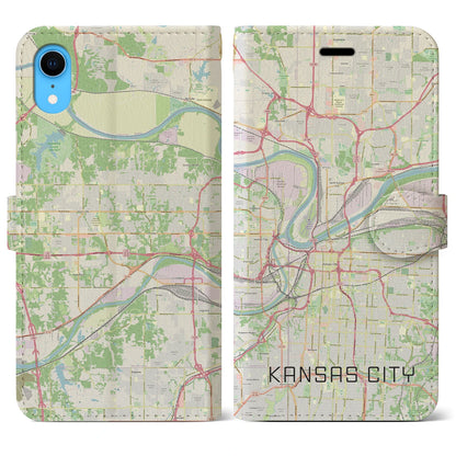 【カンザスシティ（アメリカ）】地図柄iPhoneケース（手帳タイプ）ナチュラル・iPhone XR 用