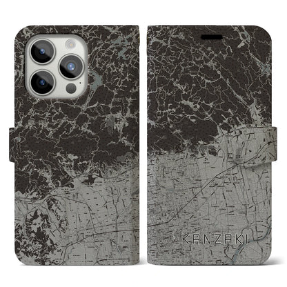 【神埼（佐賀県）】地図柄iPhoneケース（手帳タイプ）モノトーン・iPhone 15 Pro 用