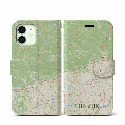 【神埼（佐賀県）】地図柄iPhoneケース（手帳タイプ）ナチュラル・iPhone 12 mini 用