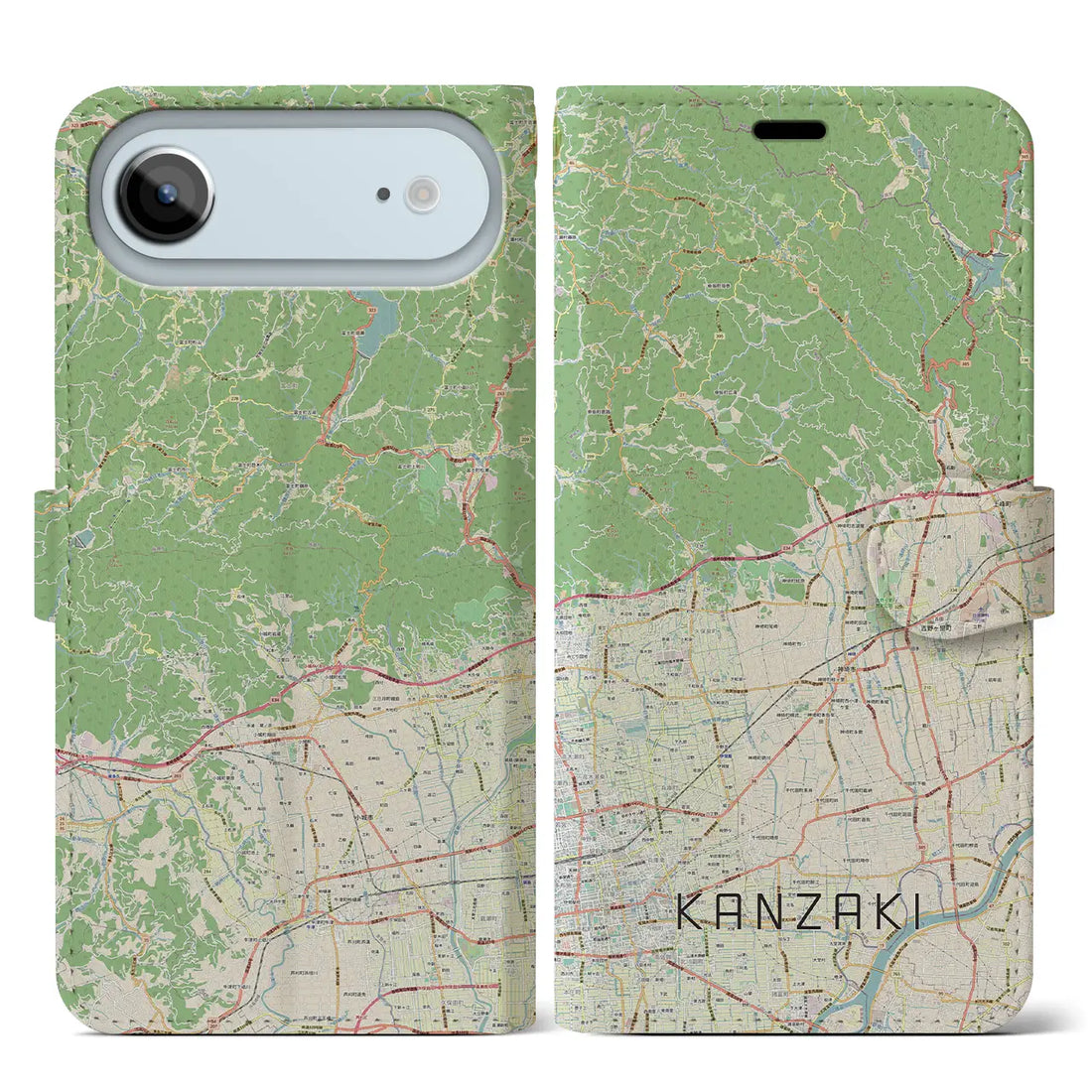 【神埼（佐賀県）】地図柄iPhoneケース（手帳タイプ）モノトーン・iPhone 17 Pro Max 用