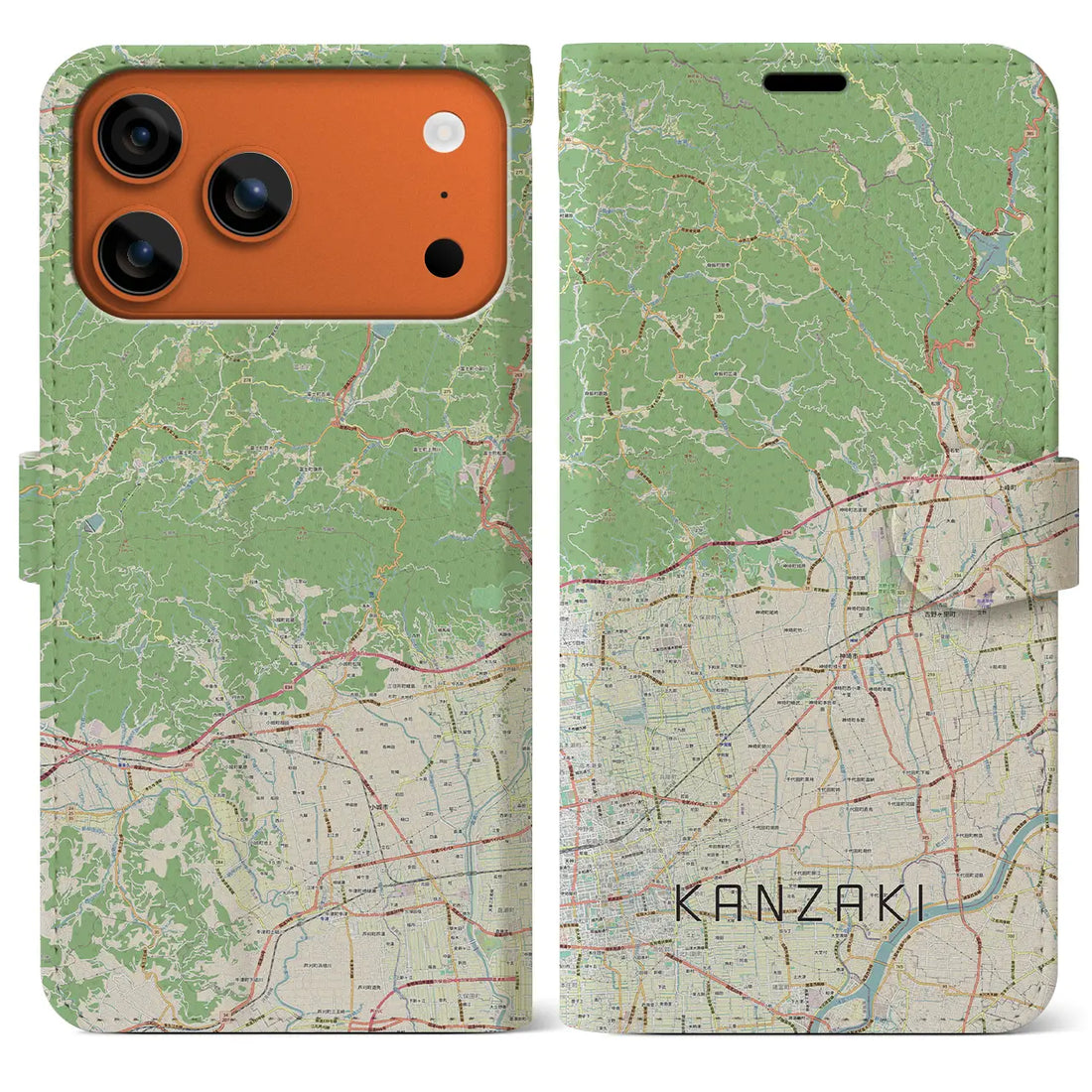 【神埼（佐賀県）】地図柄iPhoneケース（手帳タイプ）ナチュラル・iPhone 17 Pro Max 用