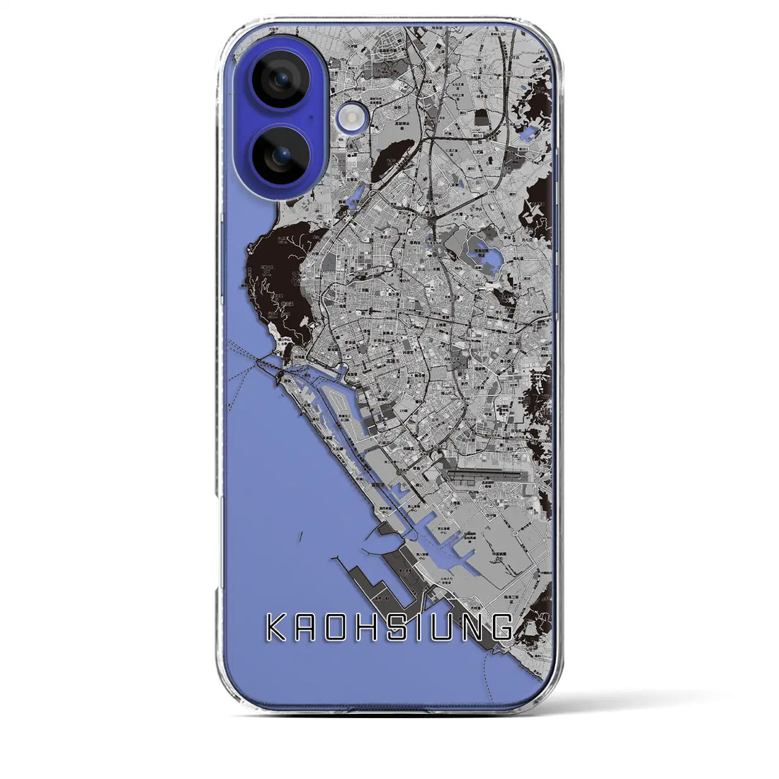 【高雄(台湾)】地図柄iPhoneケース(クリアタイプ)モノトーン・iPhone 16 Pro Max 用