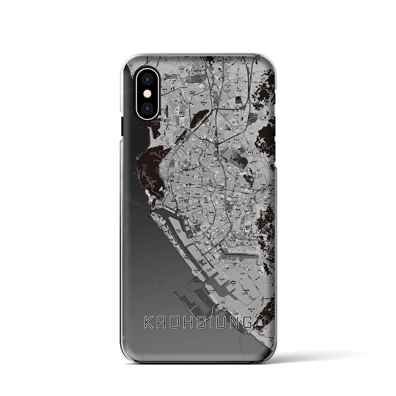 【高雄（台湾）】地図柄iPhoneケース（クリアタイプ）モノトーン・iPhone XS / X 用