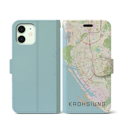 【高雄（台湾）】地図柄iPhoneケース（手帳タイプ）ナチュラル・iPhone 12 mini 用