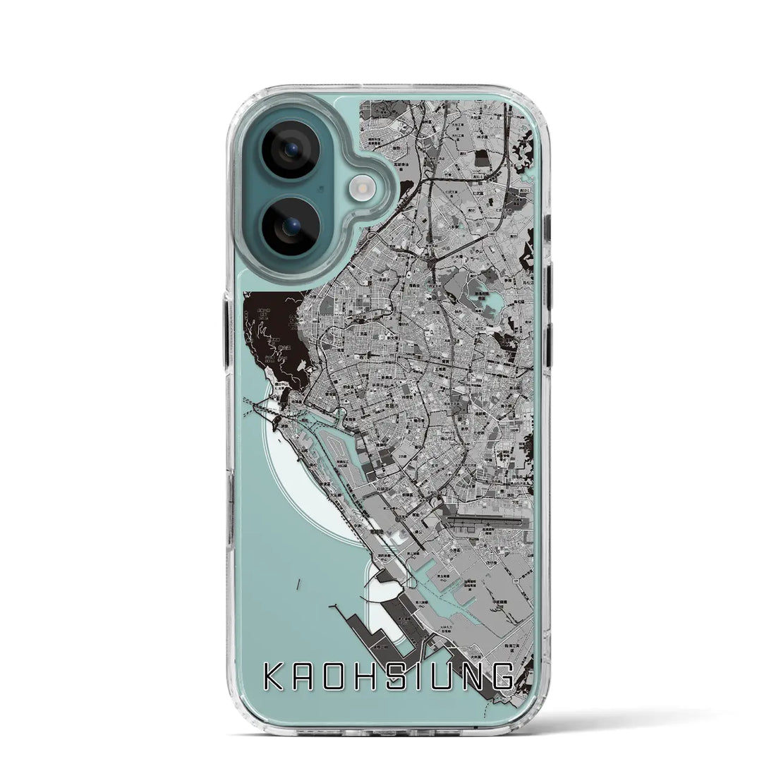 【高雄（台湾）】地図柄iPhoneケース（MagSafeタイプ）モノトーン・iPhone 16 Pro 用